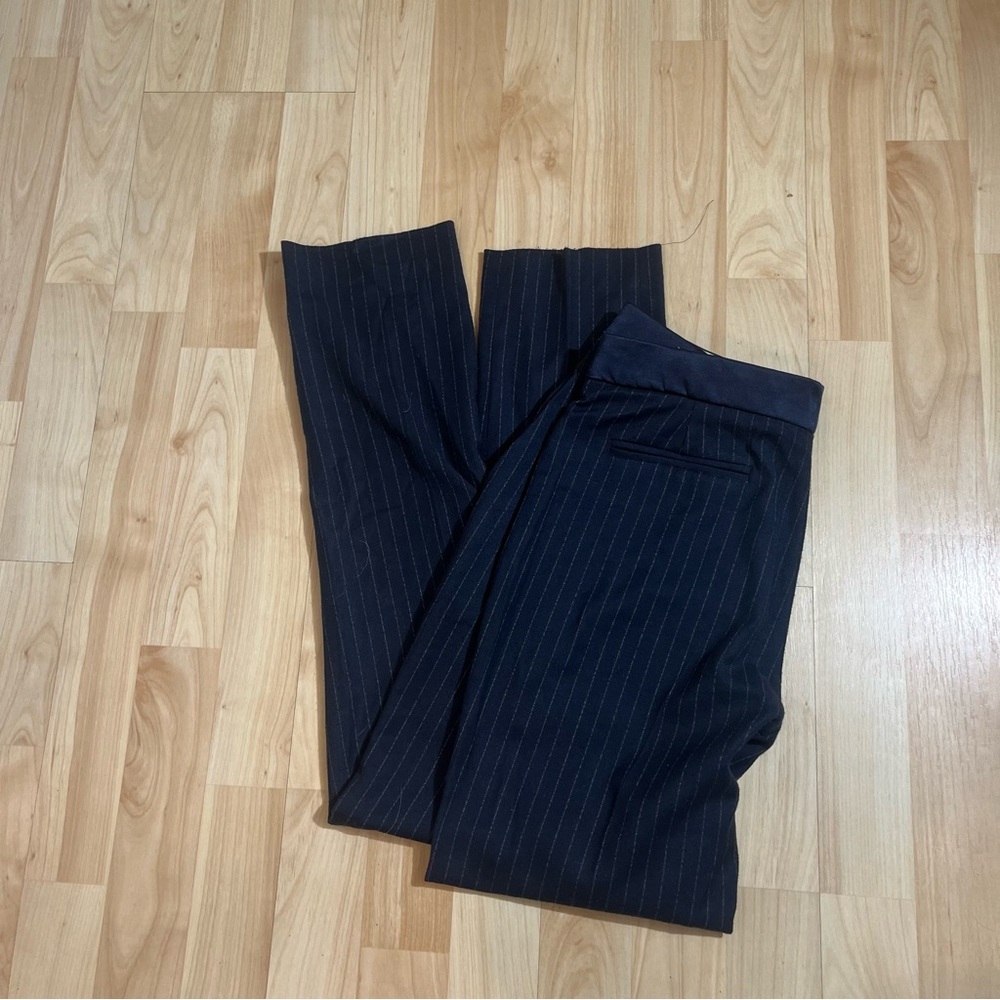 Sandro Womens Navy Pin stripped Mid Rise Business Trouser Size 36 - Picture 5 of 5